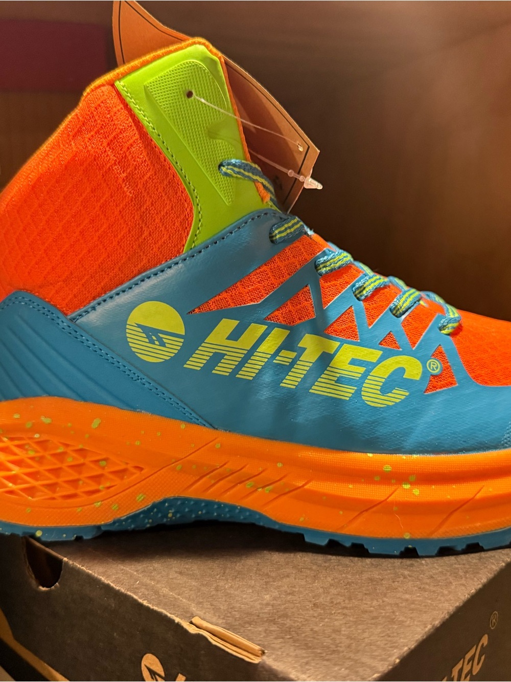Hi-Tec High-Top Athletic Sneakers in Orange, Blue & Neon Yellow